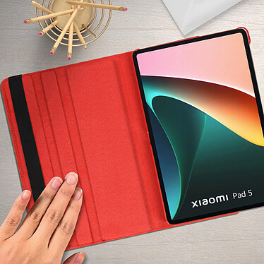 Avizar Housse Xiaomi Pad 5 Pro Clapet Support Rotatif 360° rouge pas cher