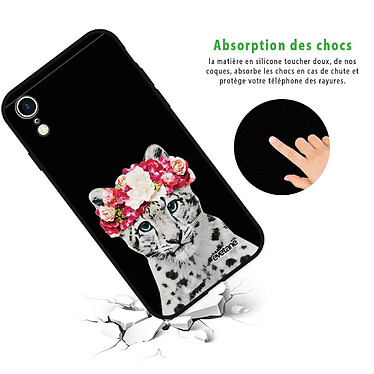 Avis Evetane Coque iPhone Xr Silicone Liquide Douce noir Leopard Couronne