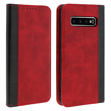 Avizar Housse Galaxy S10 Plus Etui Folio Rangement carte Fonction support Rouge