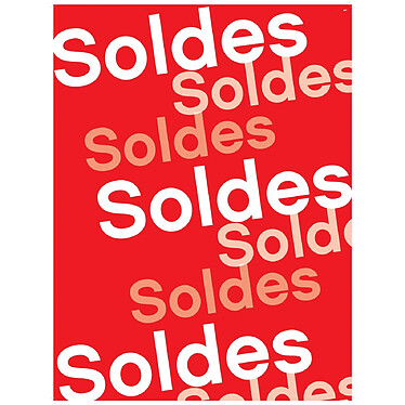 APLI Affiche SOLDES 60x80 cm Blanc sur Rouge