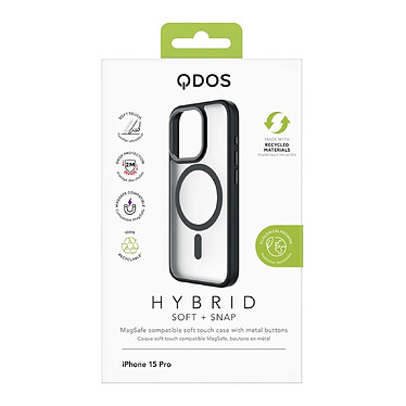 Avis QDOS Coque pour iPhone 15 Pro Hybrid Soft avec Snap Compatible MagSafe Noir