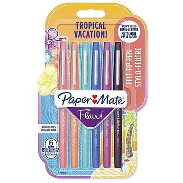 PAPER MATE Stylo feutre Flair TROPICAL VACATION, blister x6