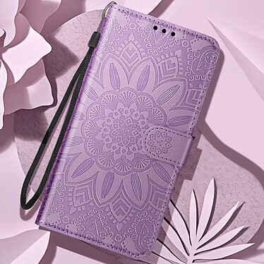 Avizar Étui Fleurs Mandala pour Xiaomi Redmi Note 13 4G Portefeuille Dragonne Violet pas cher