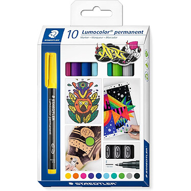 STAEDTLER Marqueur permanent 318F Lumocolor, étui de 10