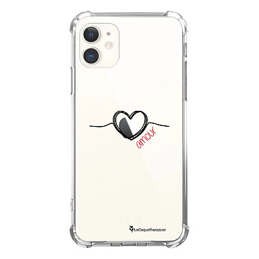 LaCoqueFrançaise Coque iPhone 11 anti-choc souple angles renforcés transparente Motif Coeur Noir Amour