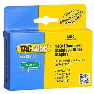 TACWISE Agrafes 140/8 mm, acier inoxydable, 2.000 pièces