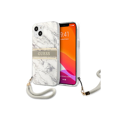 Avis Guess Coque pour Apple iPhone 13 Mini Marble Strap Gris