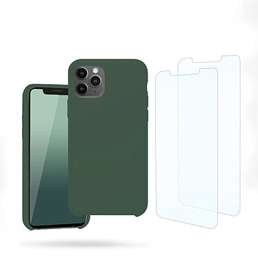 Avis Evetane Coque iPhone 11 Pro Silicone liquide Vert Foret + 2 Vitres en Verre trempé Protection écran Antichocs