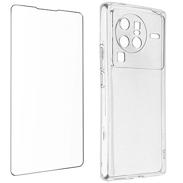 Avizar Coque pour Vivo X80 Pro Silicone Souple et Film Verre Trempé 9H  transparent