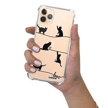 Evetane Coque iPhone 11 Pro anti-choc souple angles renforcés transparente Motif Chat Lignes pas cher