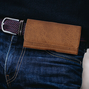 Avis Avizar Étui Ceinture Smartphone Pochette Vintage Clip Porte-cartes Taille XXL - Marron