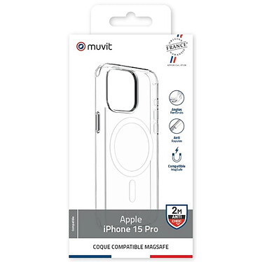 Muvit Coque de Protection pour iPhone 15 Pro Renforcée 2M MagSafe Transparent pas cher