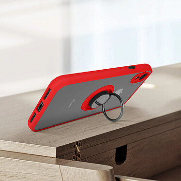 Avizar Coque iPhone XR Bi-matière Bague Métallique Support rouge pas cher