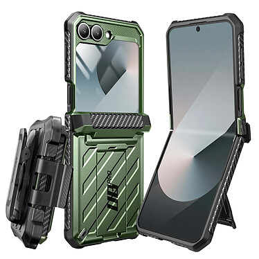 Supcase Coque Intégrale pour Samsung Galaxy Z Flip 6 Antichoc Béquille Support Vert Foncé