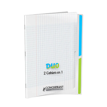 CONQUÉRANT Cahier Duo polypro 24x32cm 90g 96p grands carreaux incolore