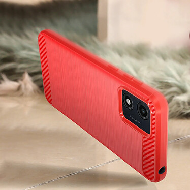 Avizar Coque pour Motorola Moto E13 Renforcée Souple Carbone Effet Brossé  Rouge pas cher