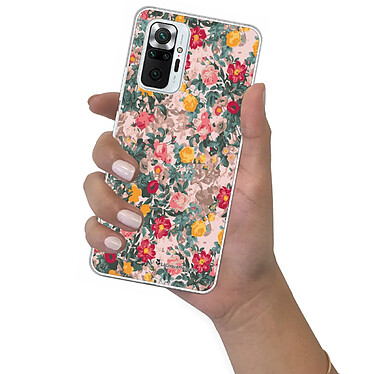 LaCoqueFrançaise Coque Xiaomi Redmi Note 10 Pro 360 intégrale transparente Motif Fleurs Beige et Rose Tendance pas cher