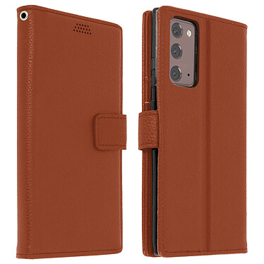 Avizar Housse Samsung Galaxy Note 20 Porte-carte Fonction Support Vidéo Dragonne Marron