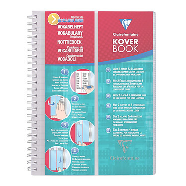 CLAIREFONTAINE Kover Book Vocabulaire Spirale 14,8x21 100p Ligné + marge centrale