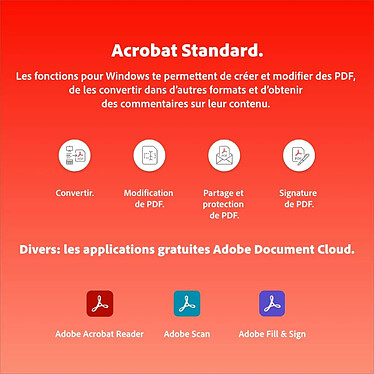 Avis Adobe Acrobat Standard - Abonnement 1 an - 1 utilisateur - A télécharger