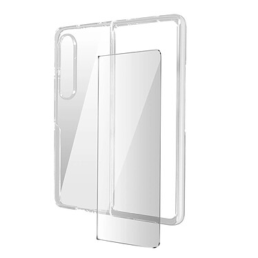 Avizar Coque pour Samsung Galaxy Z Fold 4 Silicone Souple et Film Verre Trempé 9H  transparent