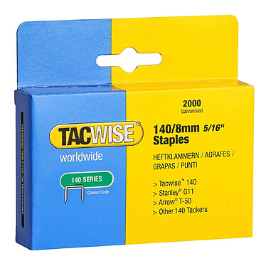 TACWISE Boîte de 2000 Agrafes galvanisées 140/8 mm Type 140