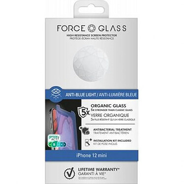 Force Glass Protection d'écran pour iPhone 12 mini Anti Lumière Bleue Transparent pas cher