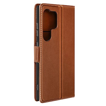 Avizar Etui pour Samsung S24 Ultra Portefeuille Support Rabat magnétique Marron