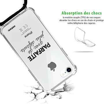 Avis Evetane Coque cordon iPhone 7/8/ iPhone SE 2020 noir Dessin Parfaite Avec De Jolis Défauts