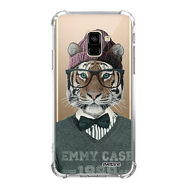 Evetane Coque Samsung Galaxy A8 2018 anti-choc souple angles renforcés transparente Motif Tigre Fashion