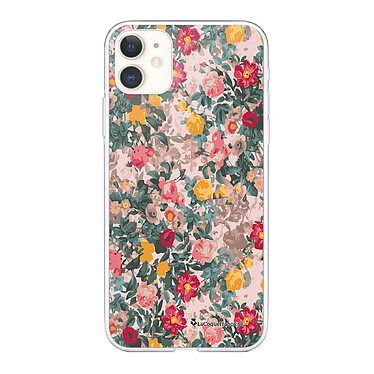 LaCoqueFrançaise Coque iPhone 11 360 intégrale transparente Motif Fleurs Beige et Rose Tendance