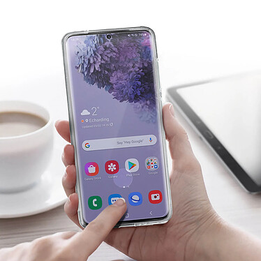Avizar Coque Samsung Galaxy S20 Plus Souple et Film Verre Trempé Dureté 9H transparent pas cher