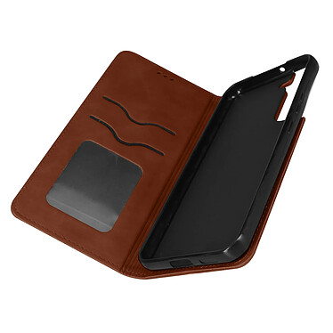 Avizar Etui Folio pour Samsung Galaxy S22 Plus Porte Carte Simili Cuir Daim  marron