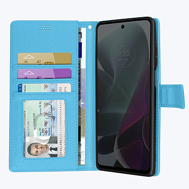 Acheter Avizar Housse pour Motorola Moto G200 5G Aspect Grainé Clapet Portefeuille Support Vidéo  Bleu