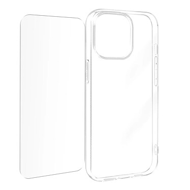 Avizar Coque pour iPhone 15 Pro Max Silicone Gel et Verre Trempé 9H Transparent