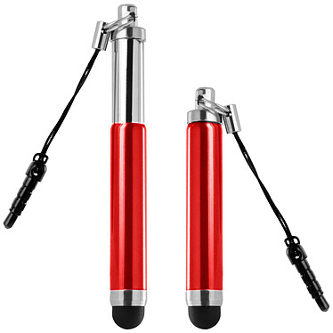 Avizar Stylet Retractable Rouge pour écran Tactile - Attache Jack 3.5 mm