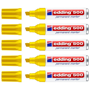 EDDING Marqueur Permanent 500 Corps Alu Jaune Pointe Large Biseautée 2-7 mm x 5