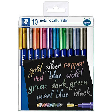 STAEDTLER Etui de 10 Marqueurs permanents metallic calligraphy