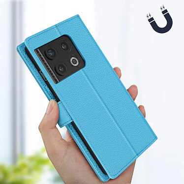 Avizar Housse pour OnePlus 10 Pro 5G Aspect Grainé Clapet Portefeuille Support Vidéo  Bleu pas cher