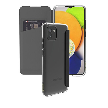 Muvit Étui Folio pour Samsung Galaxy A03 Dos Transparent Noir