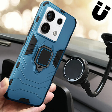 Avizar Coque pour Xiaomi Redmi Note 13 Pro 5G Bi-matière Antichoc Anneau Support  Bleu pas cher