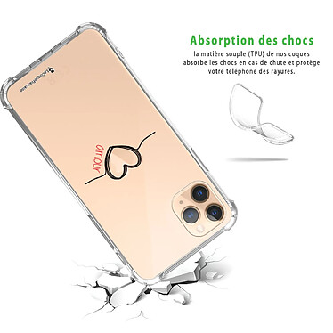 Avis LaCoqueFrançaise Coque iPhone 11 Pro anti-choc souple angles renforcés transparente Motif Coeur Noir Amour