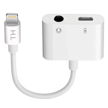 Avizar Adaptateur Audio et Charge Lightning vers Lightning et Jack 3.5 mm 12cm - Blanc