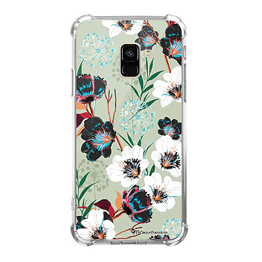 LaCoqueFrançaise Coque Samsung Galaxy A8 2018 anti-choc souple angles renforcés transparente Motif Fleurs vert d'eau