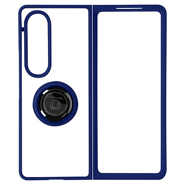 Avizar Coque pour Samsung Galaxy Z Fold 4 Bi-matière Bague Métallique Support Vidéo  Bleu