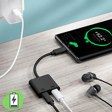 Avizar Adaptateur USB-C Mâle vers Double USB-C Femelle Audio et Charge Compact  Noir pas cher