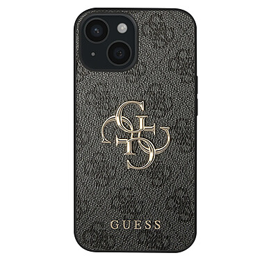 Guess Coque pour pour iPhone 15 Découpes Précises et Bords Surélevés Noir