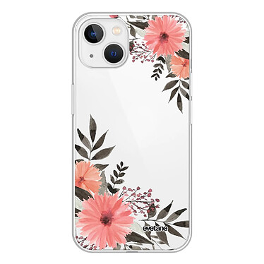 Evetane Coque iPhone 13 Mini silicone transparente Motif Fleurs roses ultra resistant