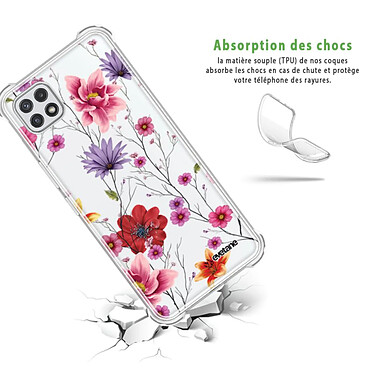 Avis Evetane Coque Samsung Galaxy A22 5G Silicone antichocs Solides coins renforcés  transparente Motif Fleurs Multicolores