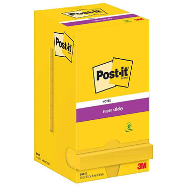 POST-IT Pack 12 Bloc-note adhésif Super Sticky Notes 76 x 76 mm jaune